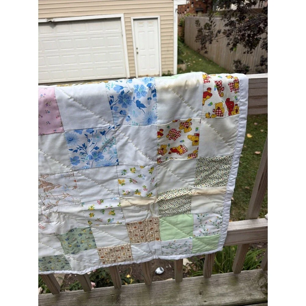 Baby Quilt Handmade Boy Girl Crib Blanket 35.5